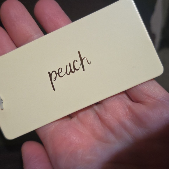 Peach Shiny Rainbow Color Button Up Shirt With Collar And Elastic Puff Sleeves - Picture 5 of 6